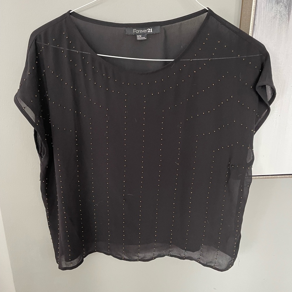 Forever 21 Black Sheer Women's Top